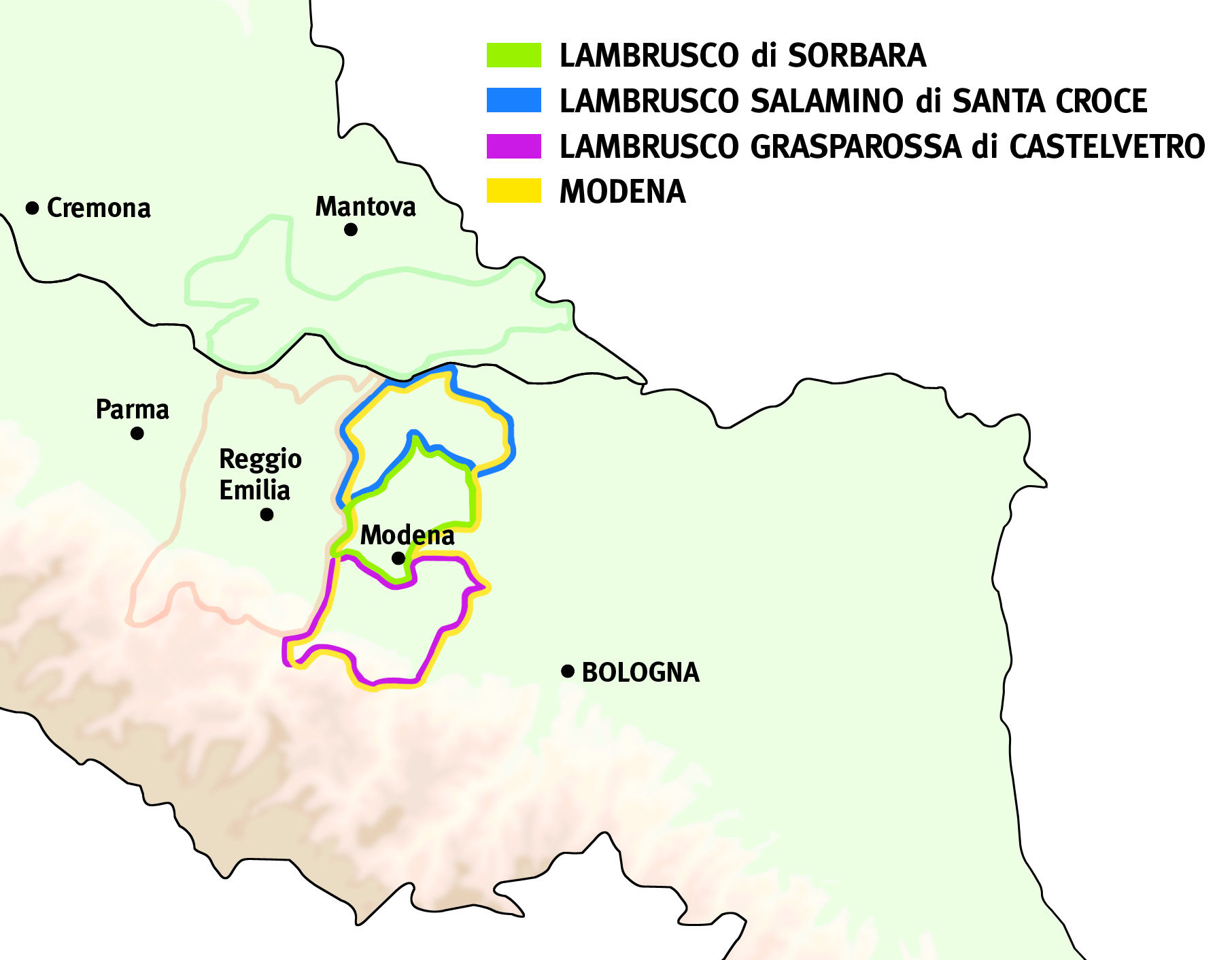 Lambrusco Modenese mappa