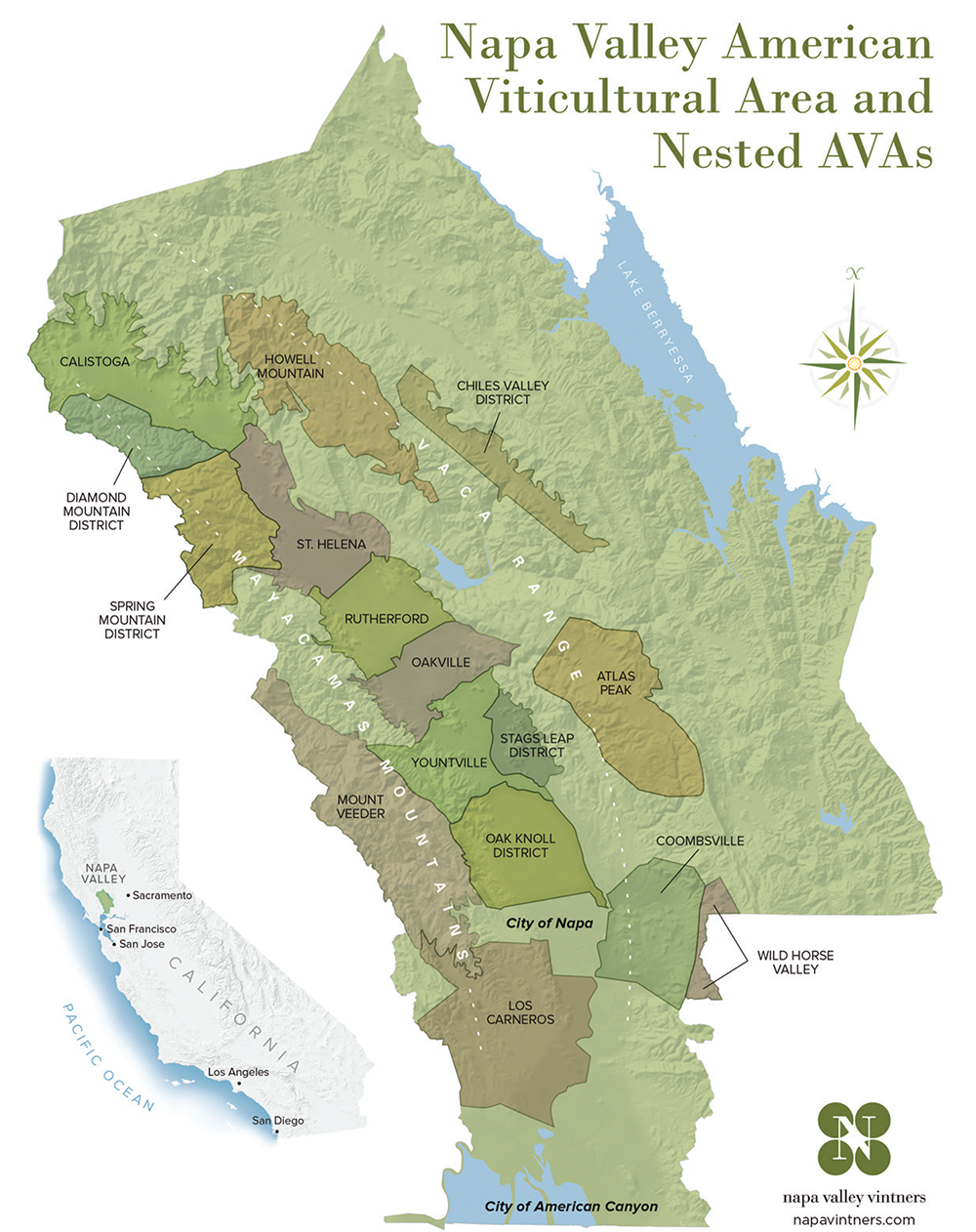 Denominazioni Napa Valley AVA mappa