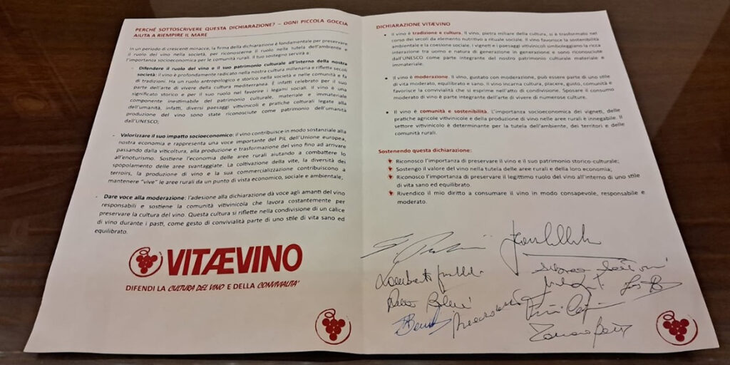 Dichiarazione Vitævino: al via la campagna per sensibilizzare l’opinione pubblica e le istituzioni
