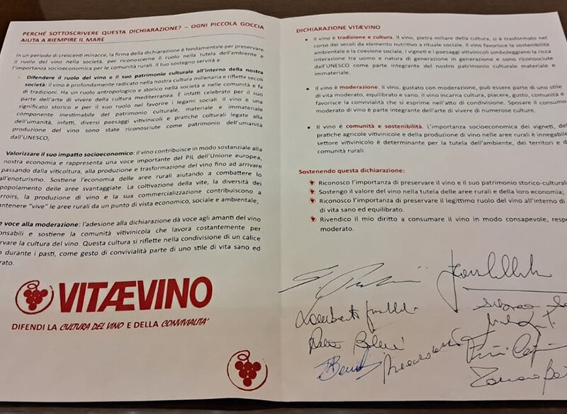 Dichiarazione Vitævino: al via la campagna per sensibilizzare l’opinione pubblica e le istituzioni