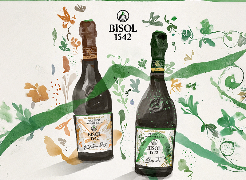 Cuvée Eroiche di Bisol1542 protagoniste del workshop Bollicine & Acquerello